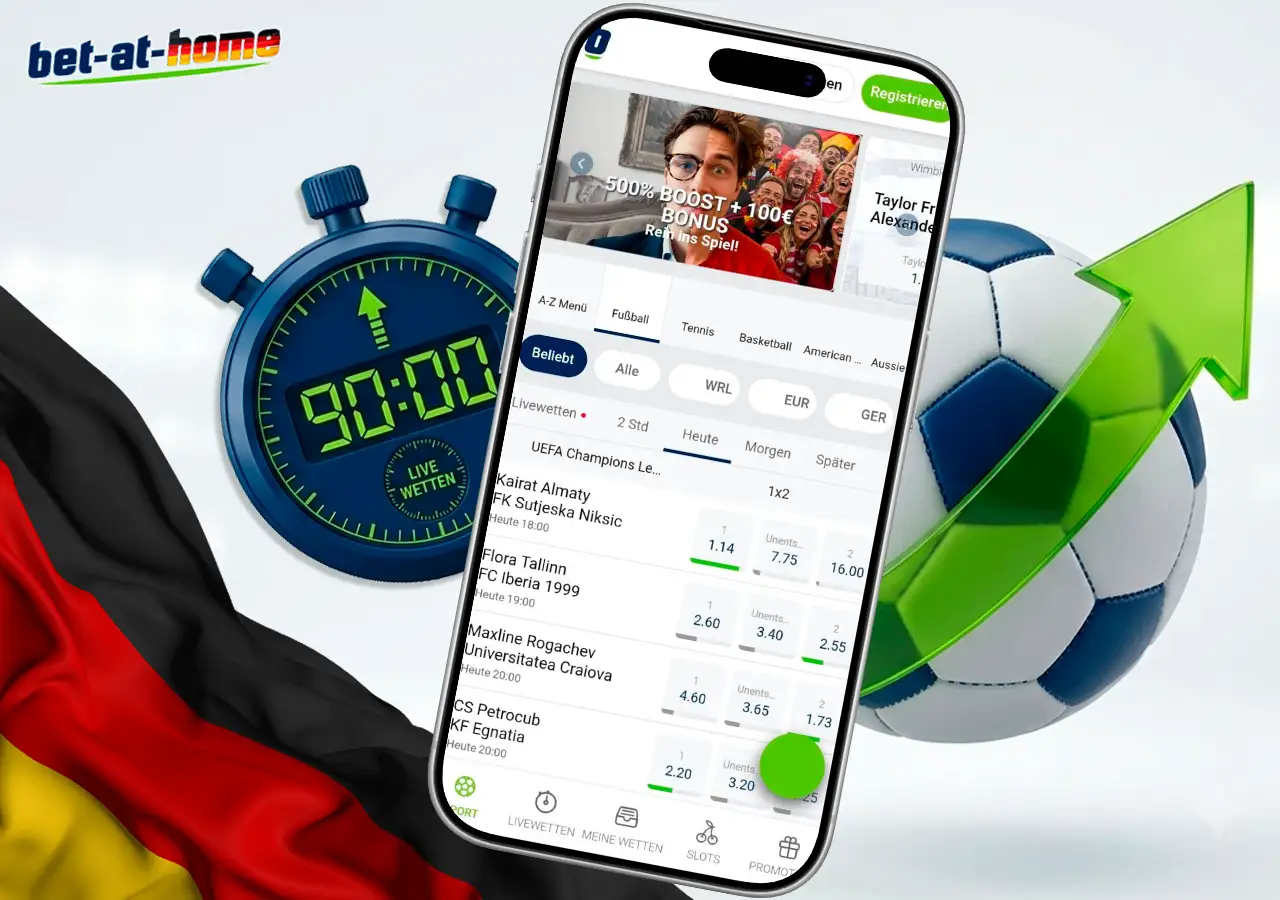Live-Wetten in Echtzeit platzieren bei bet-at-home Deutschland.